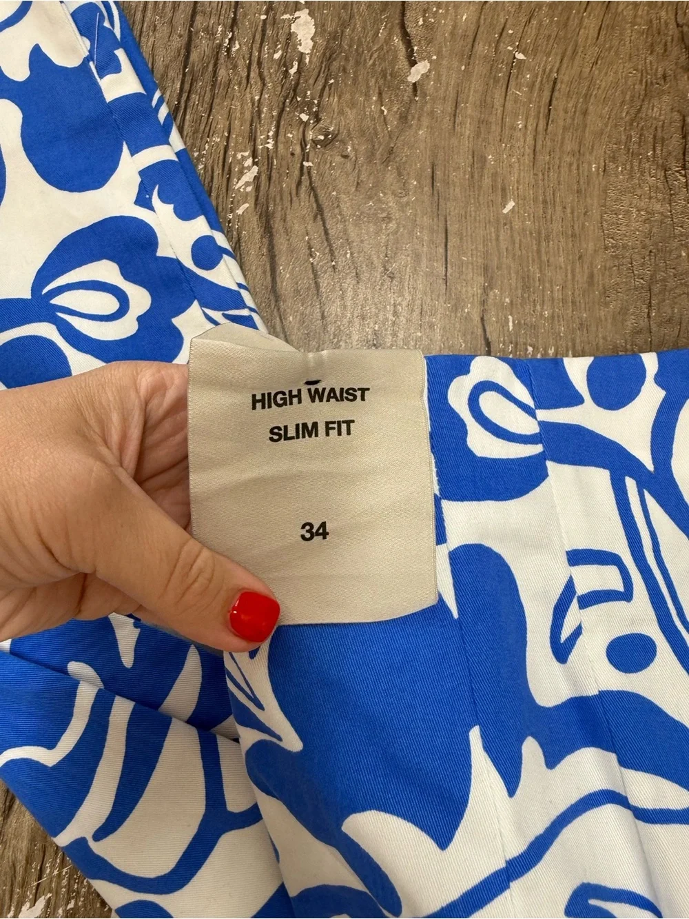 Zara Linen Blend Blue Floral Women's Pants Size 2 NWT